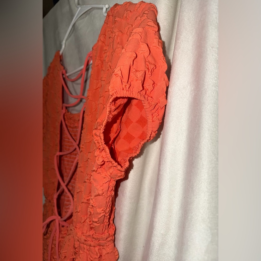 Willow & Root smocked textured Lace-Up Mini Dress - Picture 5 of 5